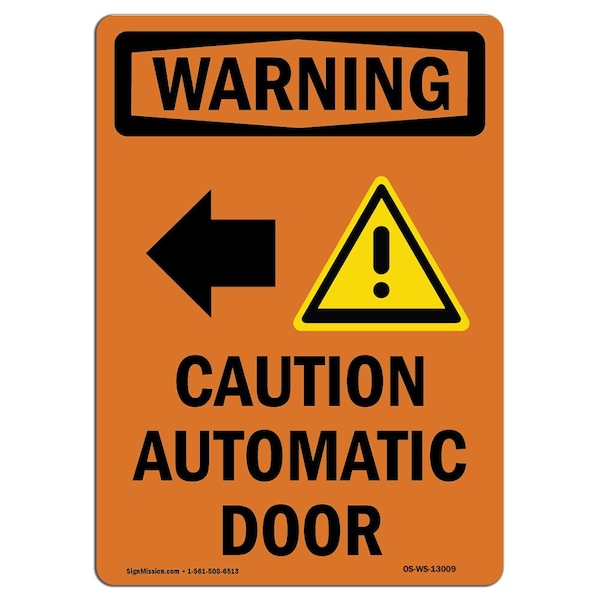 Safety Sign, OSHA WARNING, 24" Height, Rigid Plastic, Caution Automatic, Portrait, WS-P-1824-V-13009